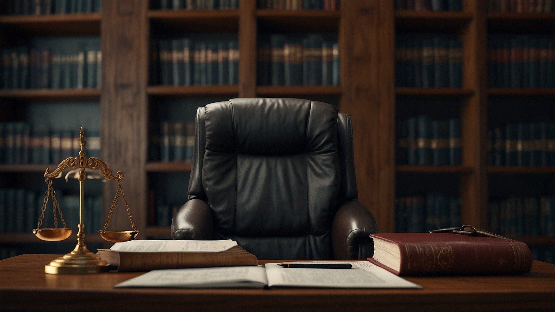 Lawyer's office with scales on desk